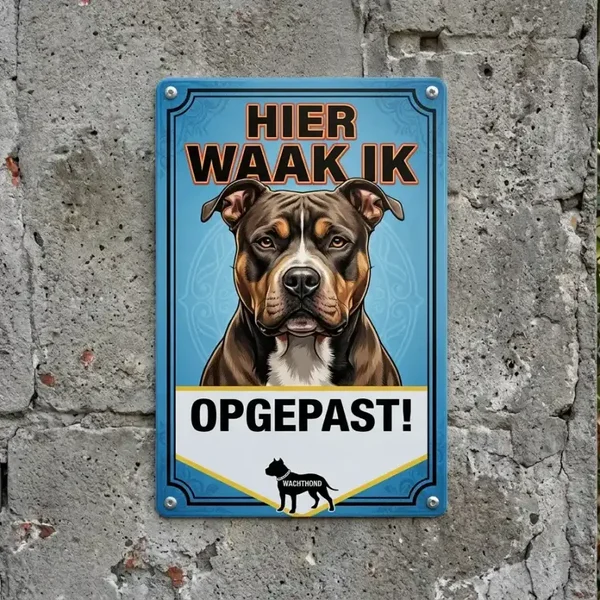 Metalen Bord Hier Waak Ik Wachthond