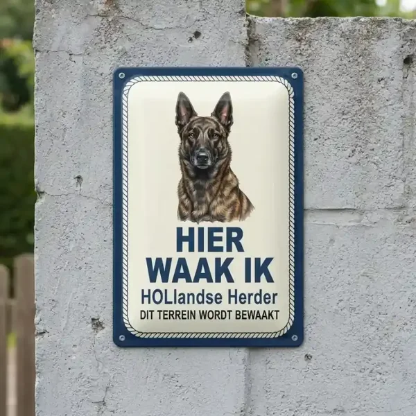 Metalen Bord Hollandse Herder Hier Waak Ik