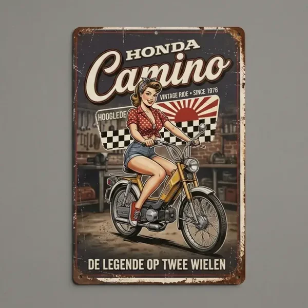 Metalen Bord Honda Camino Vintage - De Legende op Twee Wielen