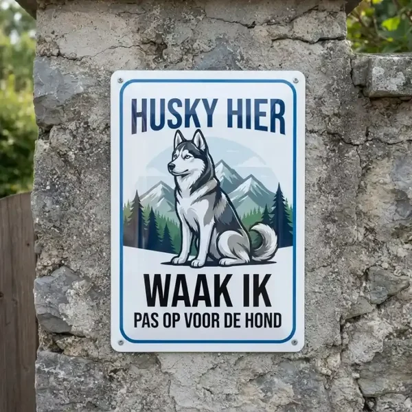 Metalen Bord Husky Hier Waak Ik