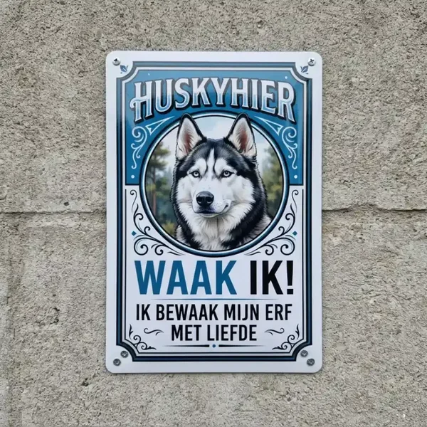 Metalen Bord Husky Waak Ik - 14x20, 20x30, 30x40 cm