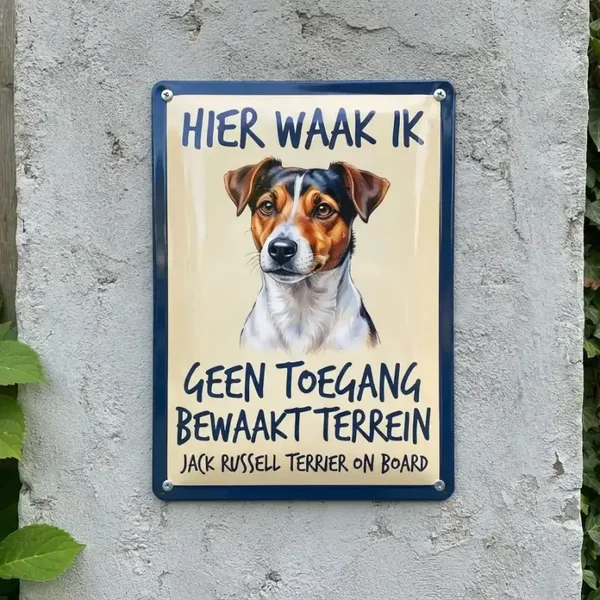 Metalen bord Jack Russell - Hier waak ik / Geen toegang