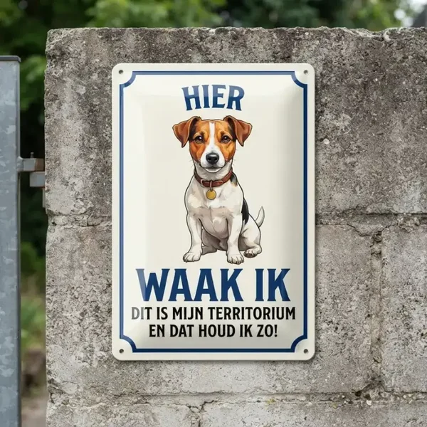Metalen Bord Jack Russell - Hier waak ik
