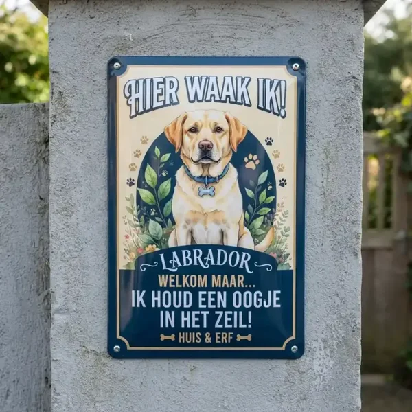 Metalen Bord Labrador Hier Waak Ik - Huis & Erf