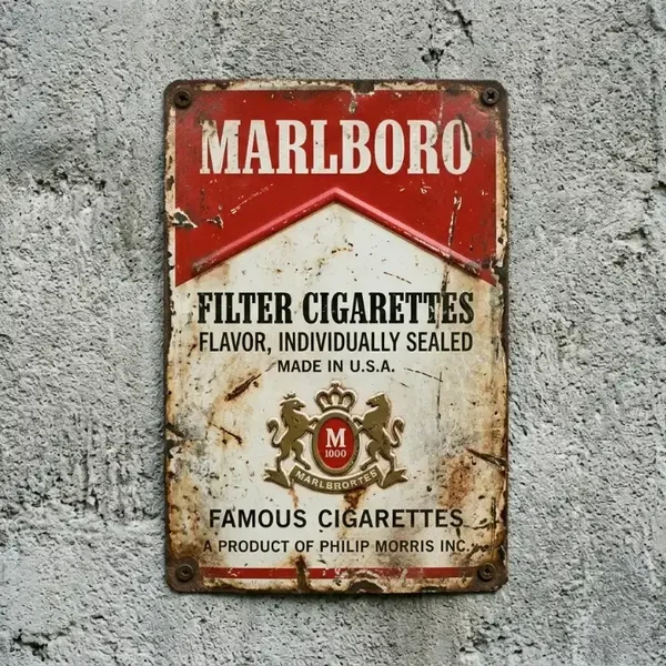 Retro Metalen Bord Marlboro Vintage