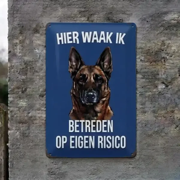 Metalen Bord Mechelaar - Hier Waak Ik