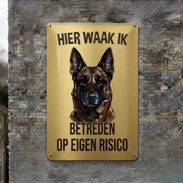Metalen Bord Mechelaar - Hier Waak Ik
