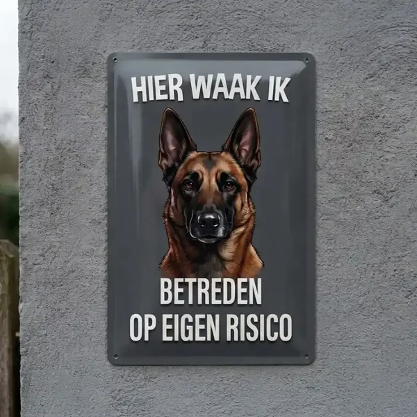 Metalen Bord Mechelaar - Hier Waak Ik