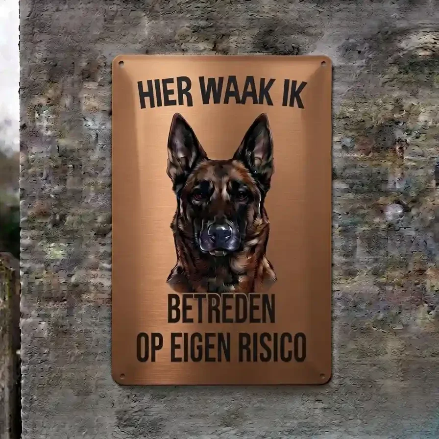 Metalen bord Mechelaar - Hier waak ik