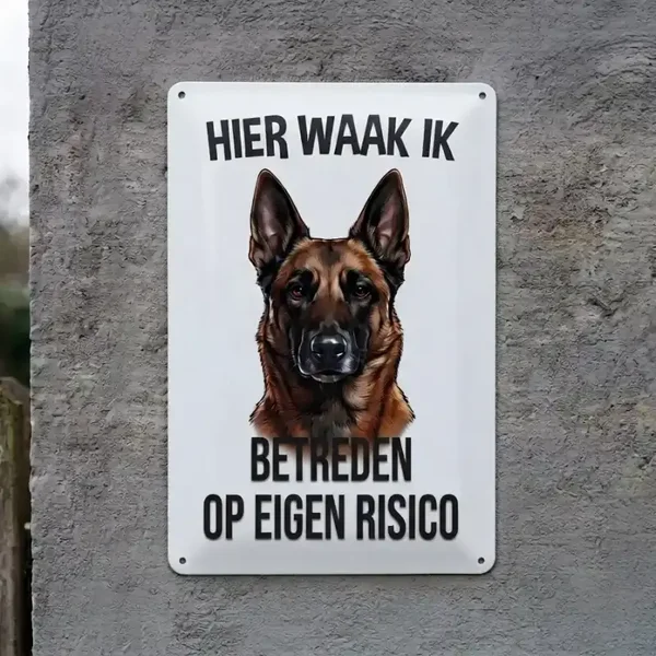 Metalen Bord Mechelaar - Hier Waak Ik