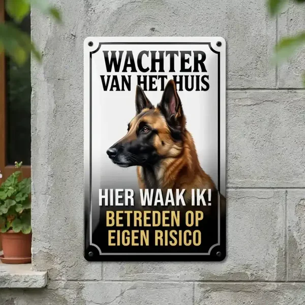 Metalen Bord Mechelse Herder - Wachter van het huis