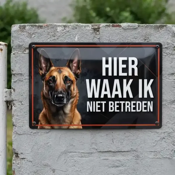 Metalend bord Mechelse Herder - Hier waak ik