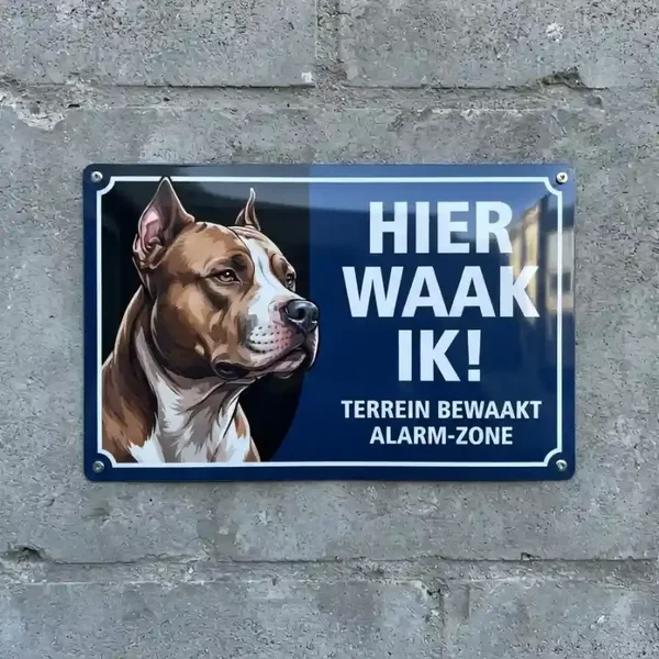 Metalen bord Pitbull - Hier waak ik!