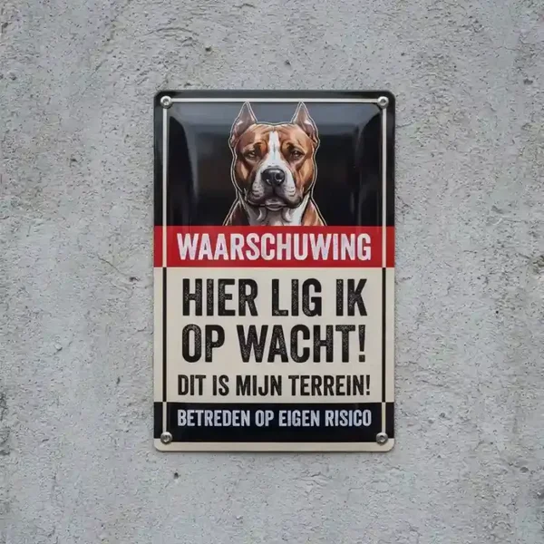 Metalen Bord Pitbull Waarschuwing - retrobordjes.be