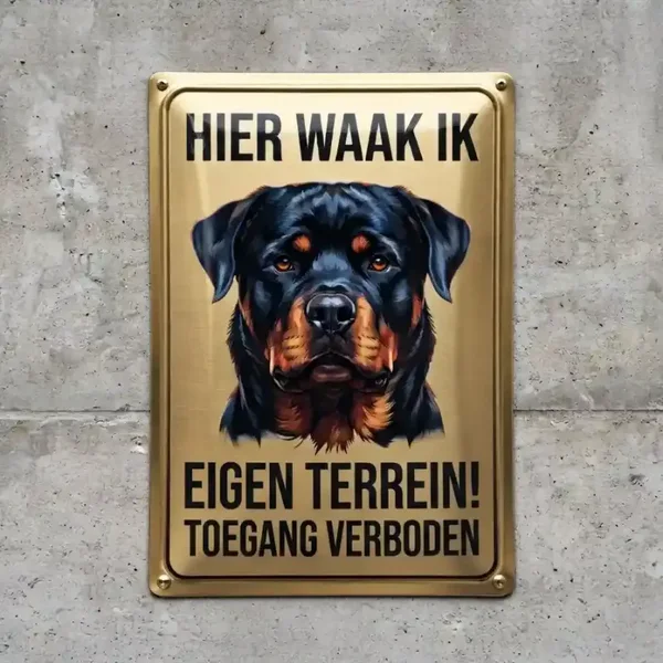 Metalen Bord Rottweiler - Hier Waak Ik Eigen Terrein