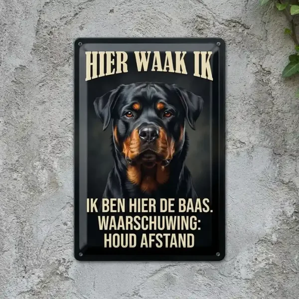 Metalen bord Rottweiler - Hier waak ik / Houd afstand
