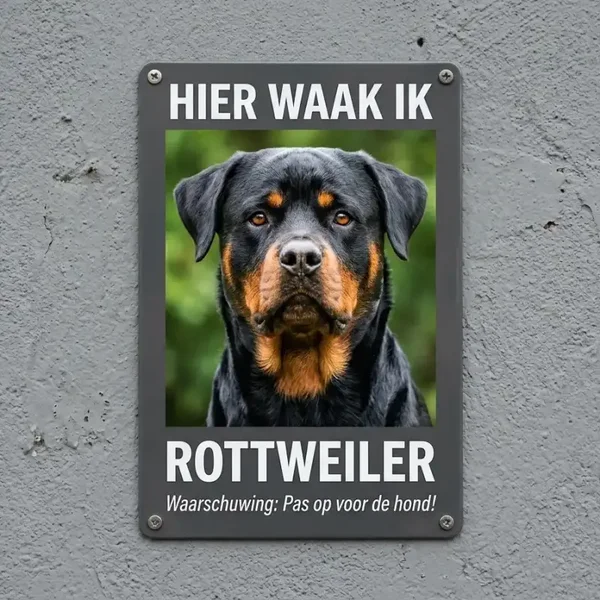 Metalen Bord Rottweiler Hier Waak Ik