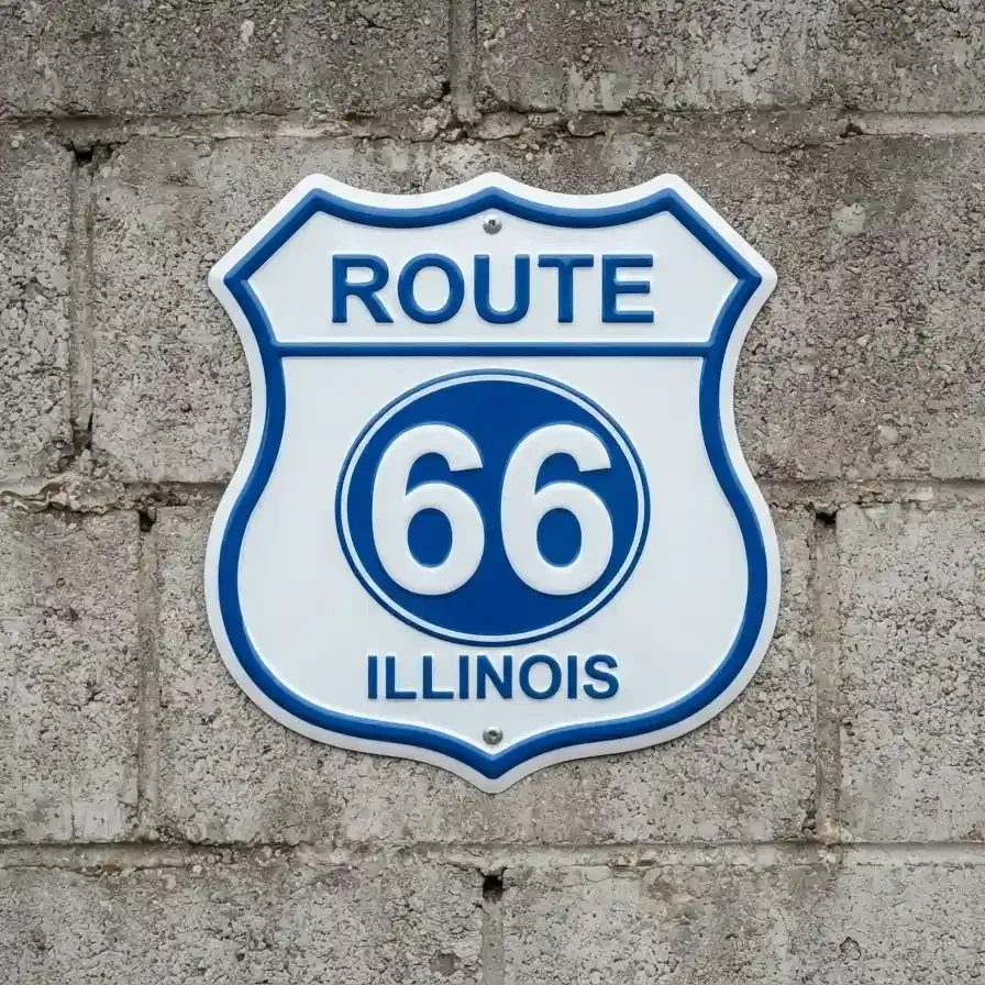 Metalen Bord Route 66 Illinois 32x32 cm