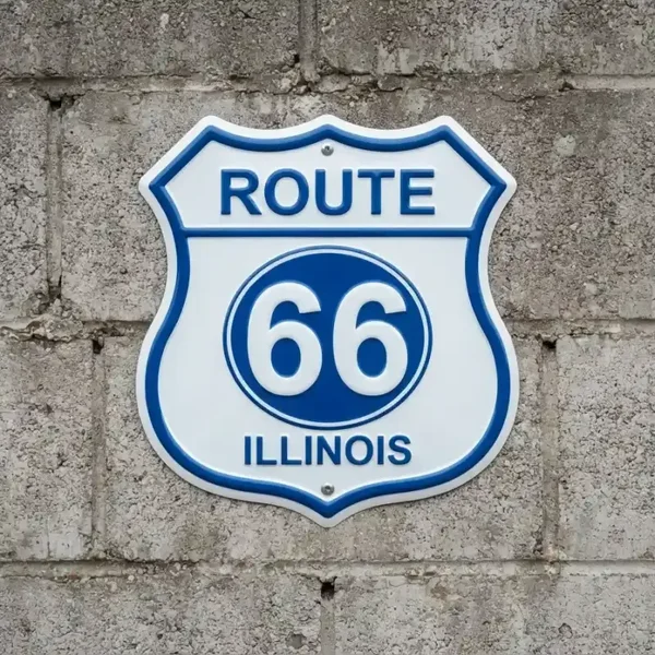 Metalen Bord Route 66 Illinois 32x32 cm