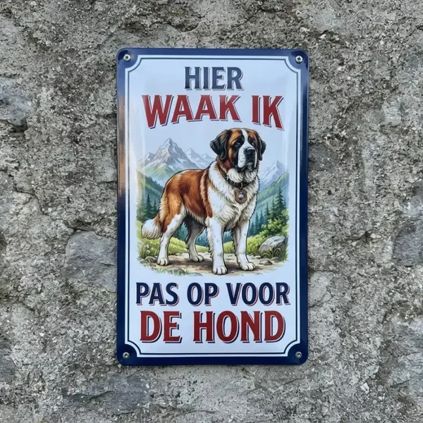 Metalend Bord Sint-Bernard - Hier Waak Ik
