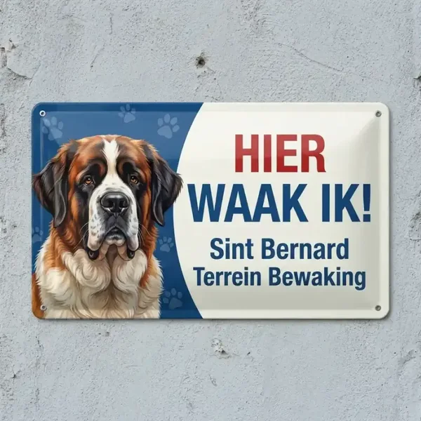 Metalen Bord Sint Bernard - Hier Waak Ik