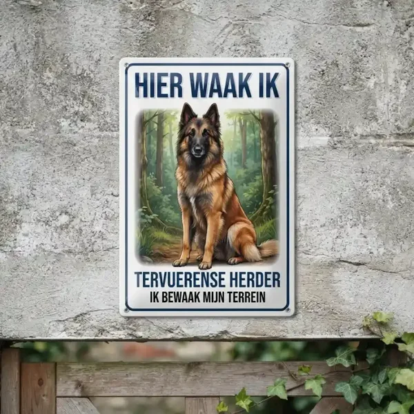 Metalen Bord Tervuerense Herder - Hier Waak Ik
