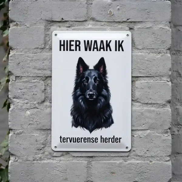 Metalen Bord Tervuerense Herder - Hier waak ik