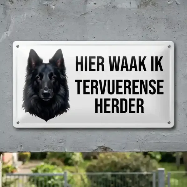 Metalen Bord Tervuerense Herder - Hier Waak Ik
