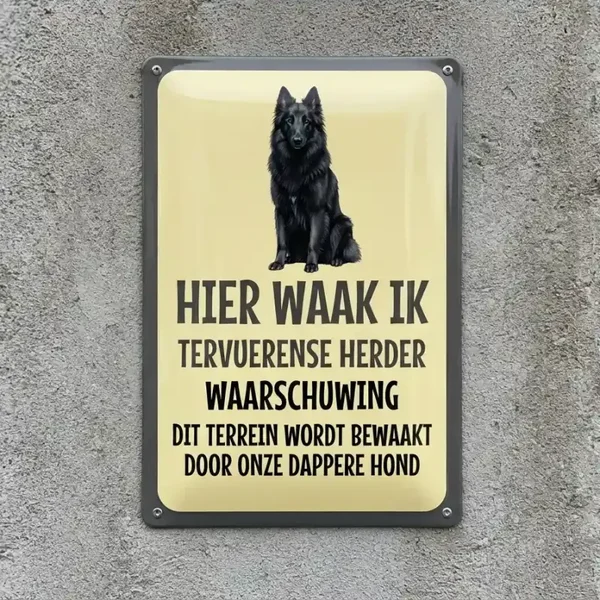 Metalen Bord Tervuerense Herder - Hier Waak Ik
