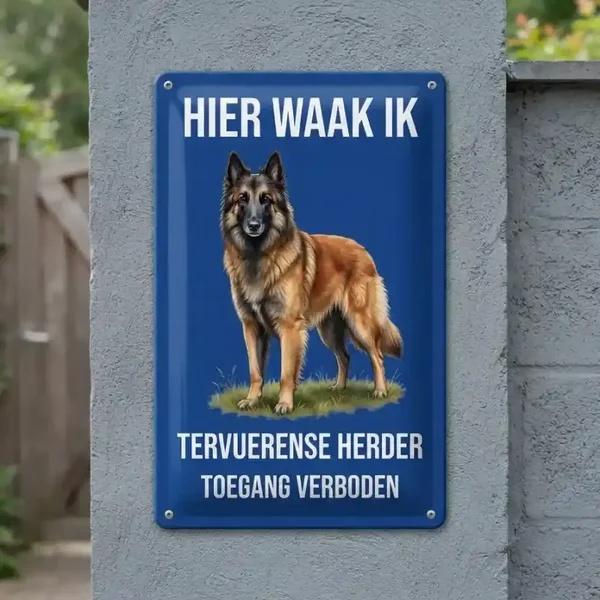 Metalen Bord Tervuerense Herder - Hier Waak Ik
