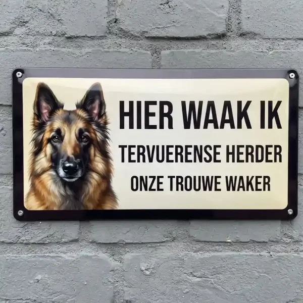 Metalen Bord Tervuerense Herder - Hier Waak Ik