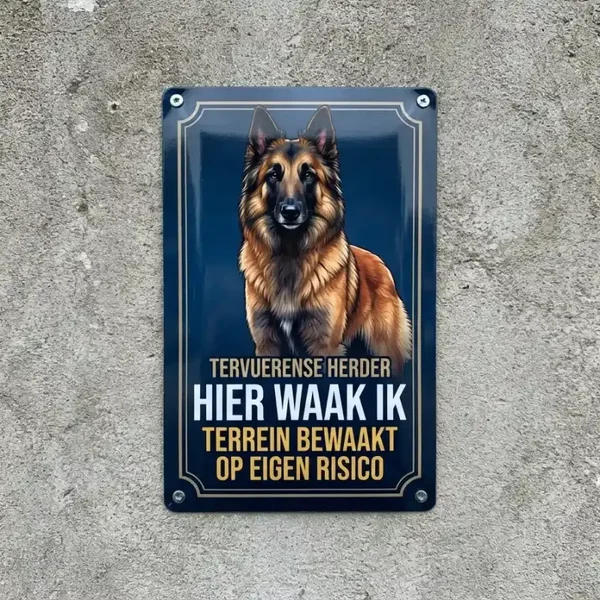 Metalen bord Tervuerense Herder - Hier waak ik