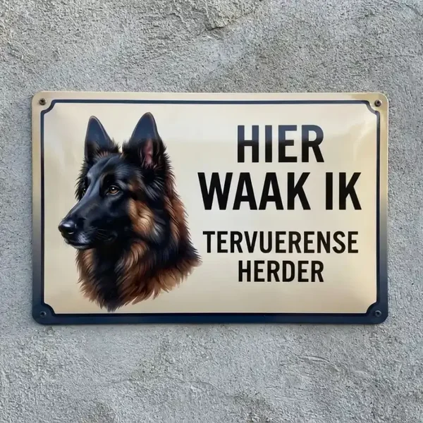 Metalen Bord Tervuerense Herder - Hier Waak Ik