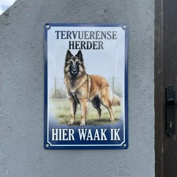 Metalen Bord Tervuerense Herder - Hier waak ik