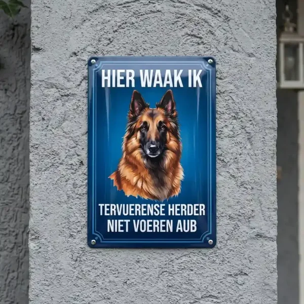 Metalen Bord Tervuerense Herder - Hier Waak Ik