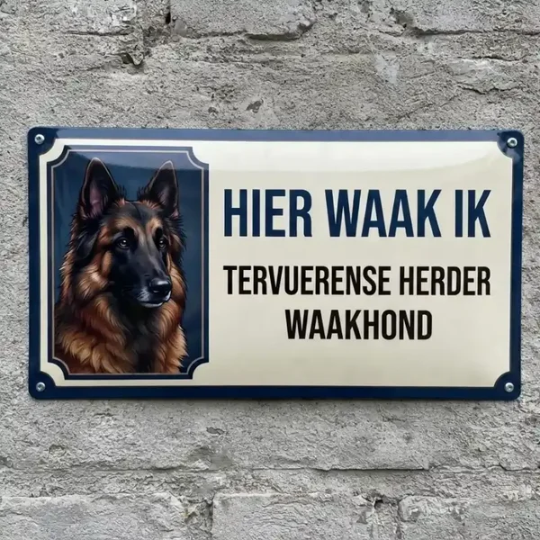 Metalen Bord Tervuerense Herder - Hier Waak Ik