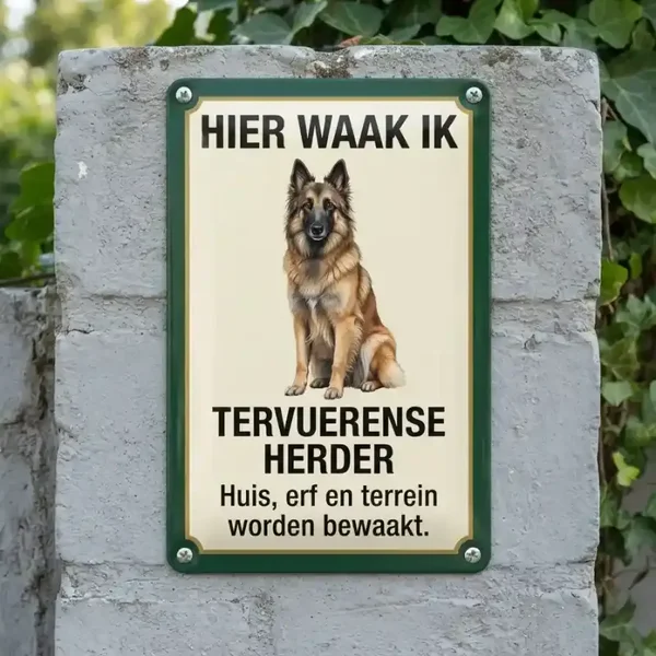 Metalen Bord Tervuerense Herder - Hier Waak Ik