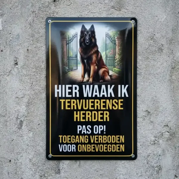 Metalen bord Tervuerense Herder - Hier waak ik
