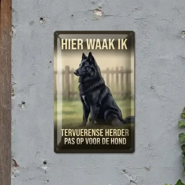 Metalen Bord Tervuerense Herder - Hier Waak Ik