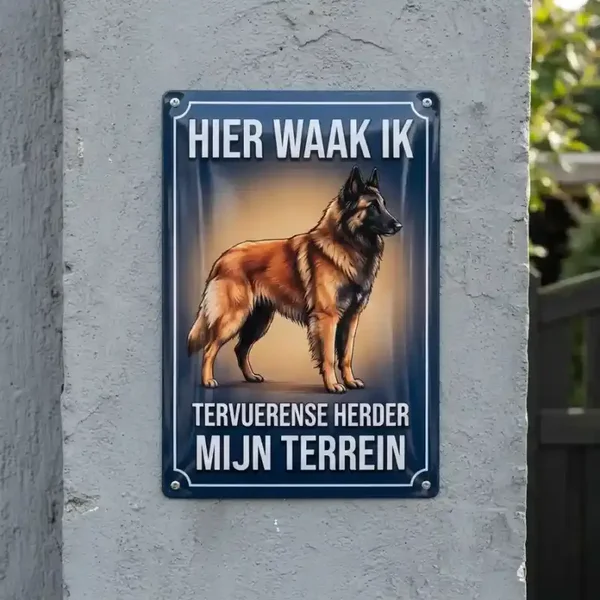 Metalen Bord Tervuerense Herder - Hier Waak Ik