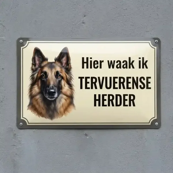 Metalen Bord Tervuerense Herder - Hier Waak Ik