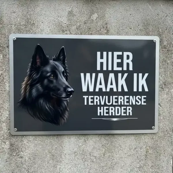 Metalen Bord Tervuerense Herder - Hier Waak Ik