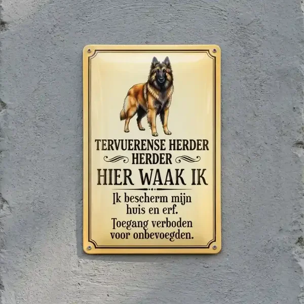 Metalen Bord Tervuerense Herder Hier Waak Ik