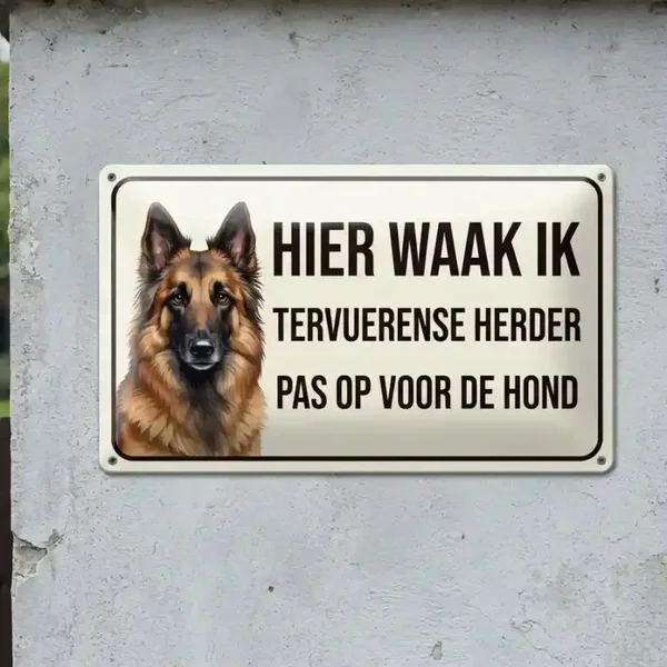 Metalen Bord Tervuerense Herder - Hier Waak Ik