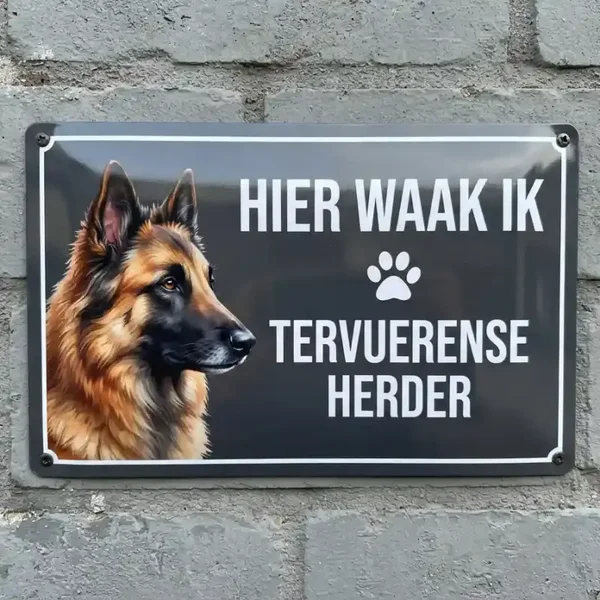 Metalen bord Tervuerense Herder - Hier waak ik