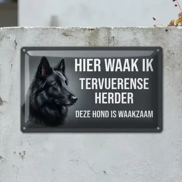 Metalen Bord Tervuerense Herder - Hier Waak Ik