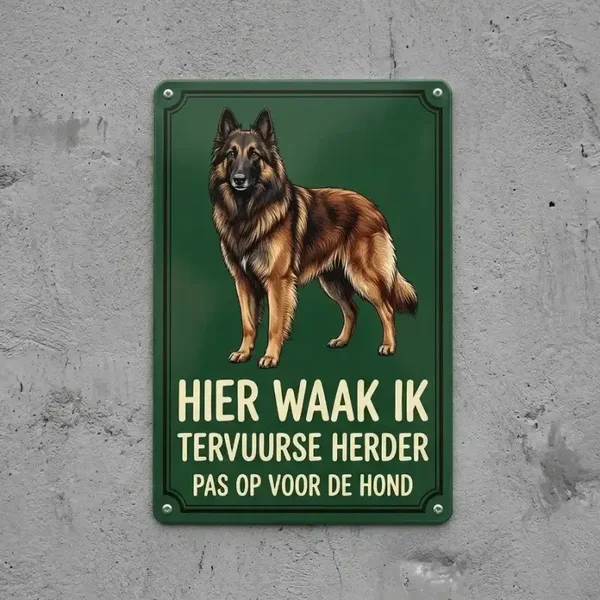 Metalen bord Tervuurse Herder - Hier waak ik