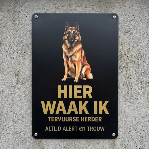 Metaal Bord Tervuurse Herder - Hier Waak Ik