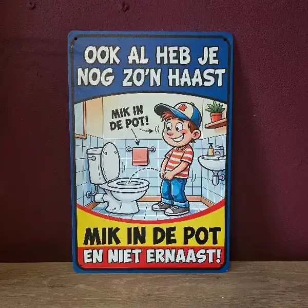 Metalen WC Bordje - Mik in de Pot - 20x30 cm