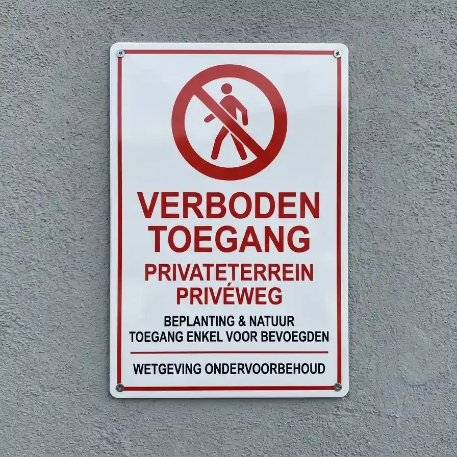Metalen Bord Verboden Toegang Privateterrein